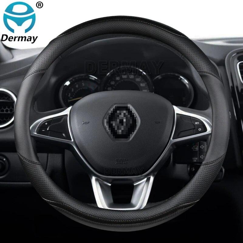 

Для Renault Logan 1 2 3 для Dacia Logan автомобильный чехол на руль из микрофибры + углеродное волокно модные автомобильные аксессуары