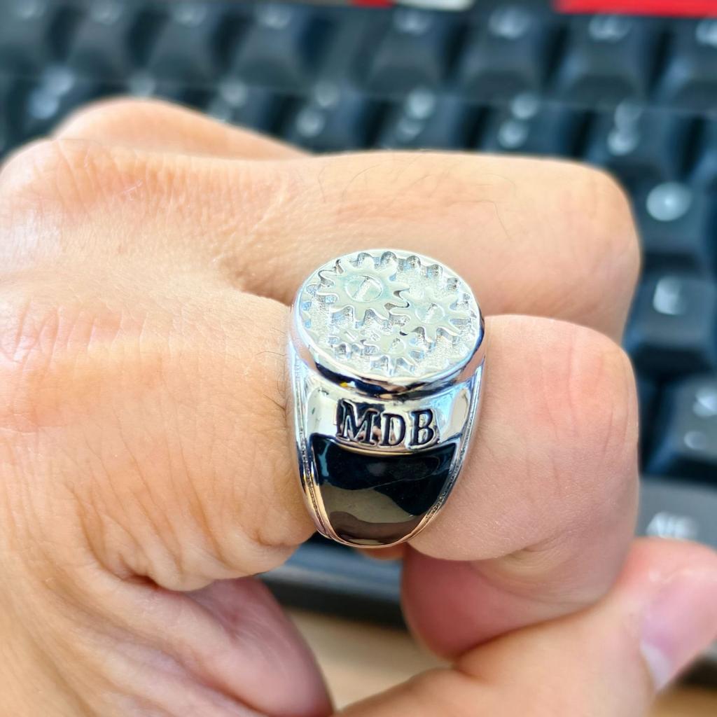 Antique Distressed Two Tone Silver Men's Wide Band Ring
