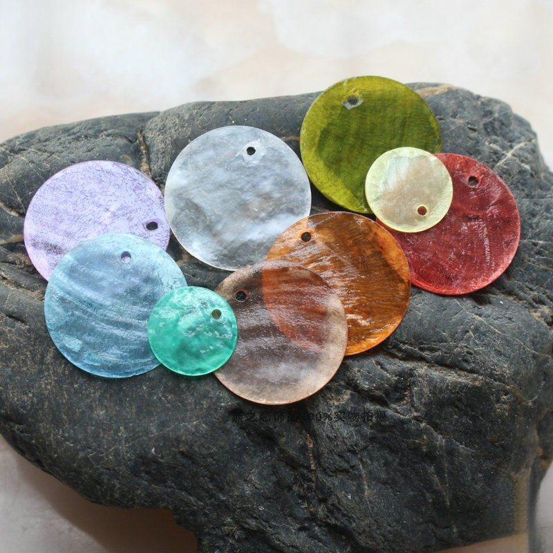 Candy Color Round Pendant - Green, Blue, Yellow, Red, Purple Thin Shell DIY Jewelry Sticker Accessories