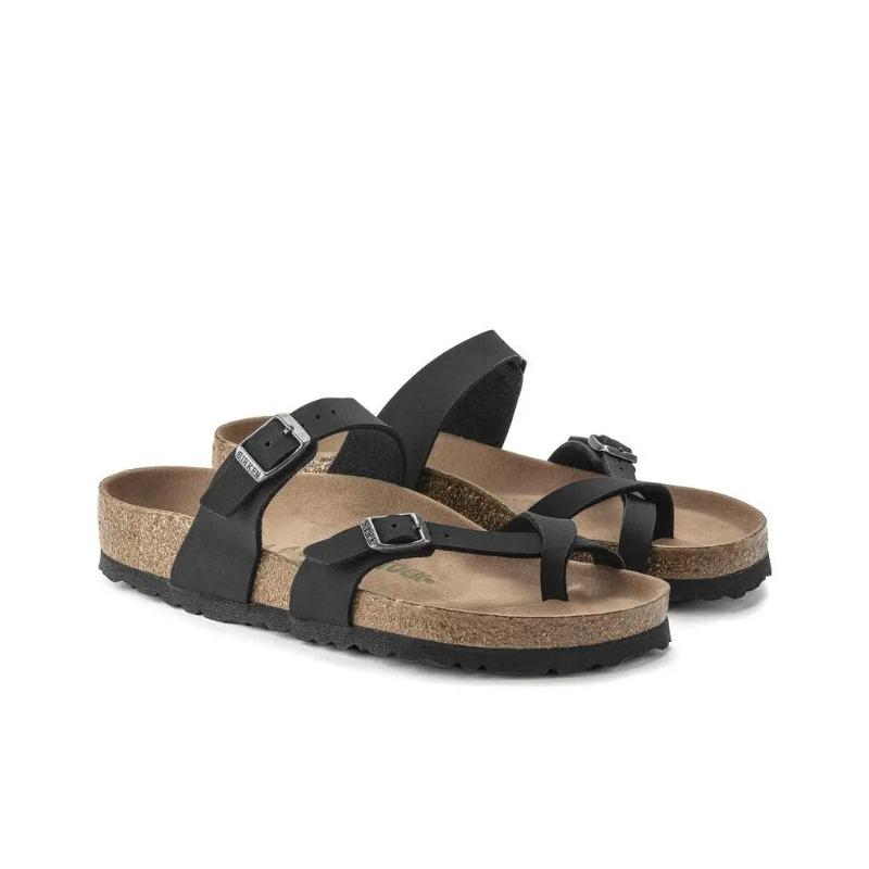 Birkenstock Unisex Leather Soft Comfort Thick Sole Stylish Slide Sandals Black Narrow Fit 1021231 36