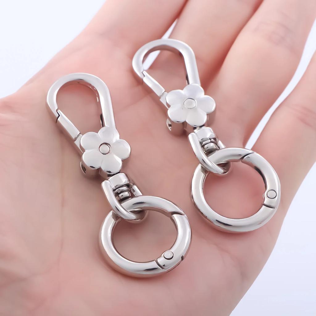 2pcs Metal Folwer Keychain Key Clips Key Ring Key Chain Rings Keyring for Home Car Key Organizer