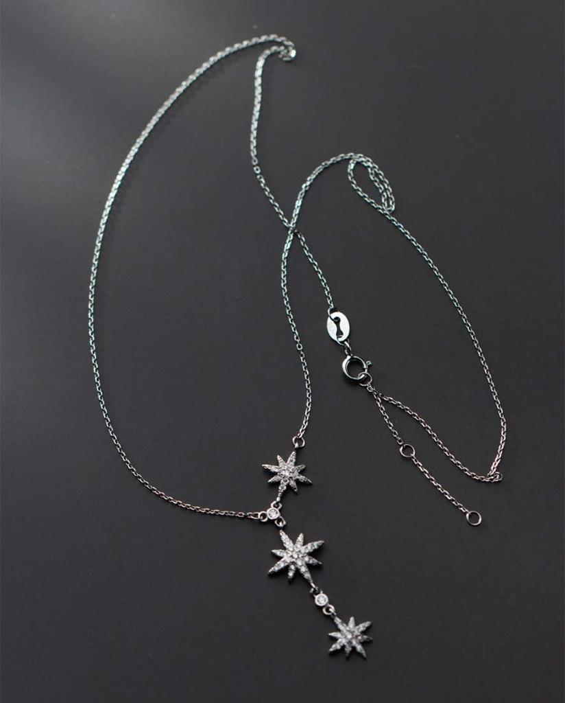 SLUYNZ CZ Stern Y Halskette für Frauen Teenager Mädchen 925 Sterling Silber Stern Choker Halskette Kette Anhänger Halskette