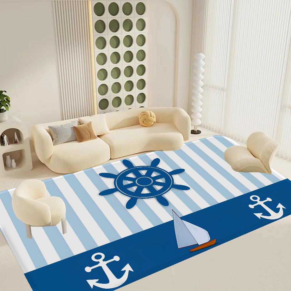 Alfombrilla de suelo con ancla náutica estilo INS suave para suelo de dormitorio casa lavadero alfombrilla antideslizante alfombras para zona de cabecera