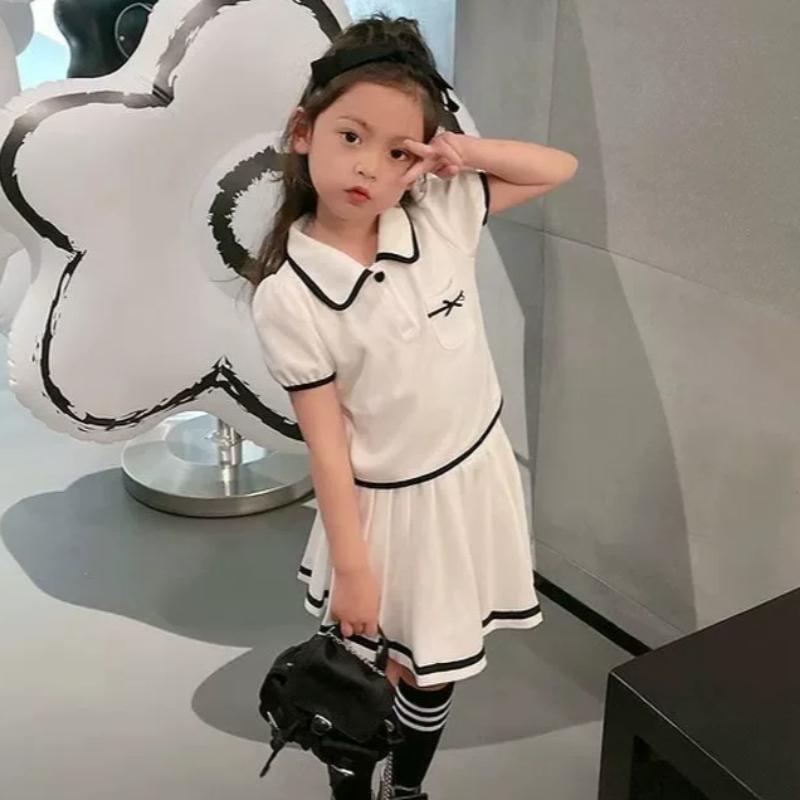 Girls Skirt Sets Summer Children T-Shirt Suits Kids Short Sleeves 2Pcs Teen Fashion Sweet JK Outfits 5-14 Years