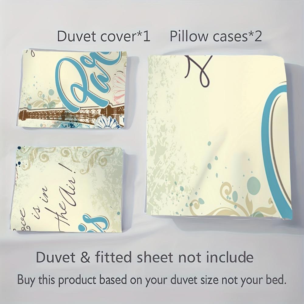 3pcs Beding Set Paris Eifel Tower 3D Printed Cozy Soft Duvet Cover King Quen Twin Sized Dimensions Birthday Gift for Adult People Girl Bedrom Decor