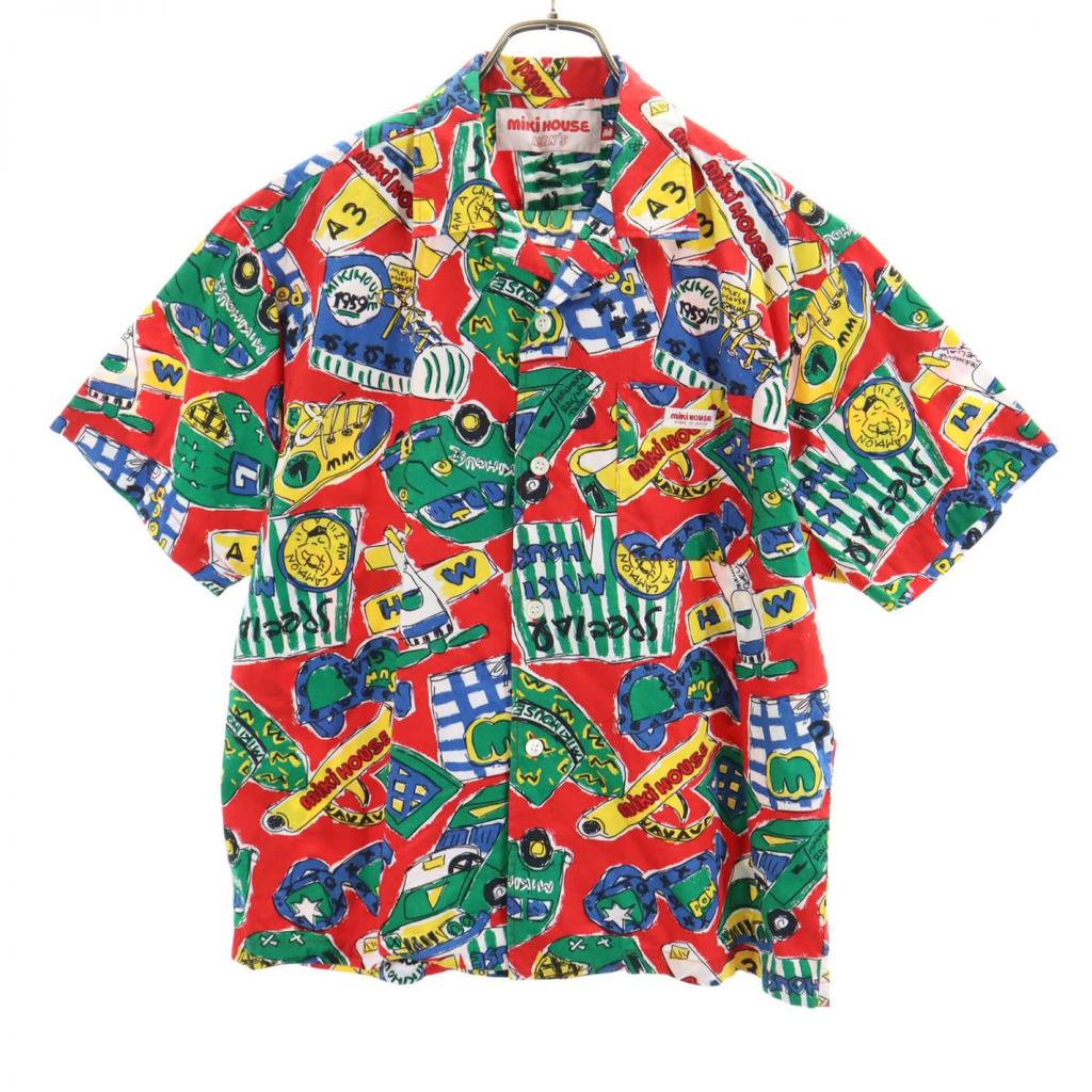 mikihouse made in Japan Overall handle Short sleeve Open collar shirt M Men's Used