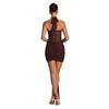 European & American Style Lace-Up Mesh Halter Patchwork Ribbon Bodycon Dress (2026 Summer Collection)
