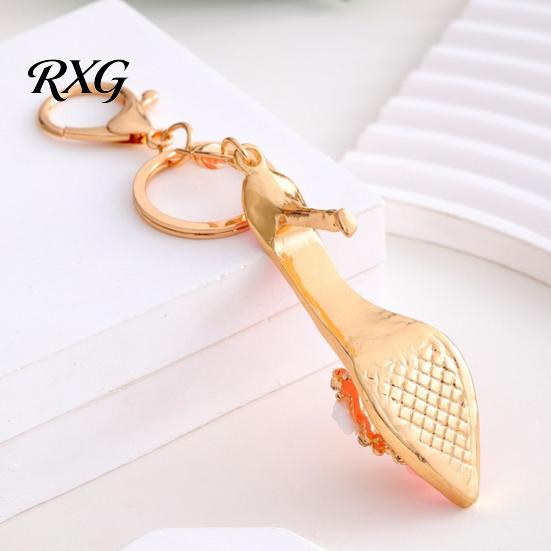 Car Key Holder Rhinestone Rose High Heel Keychain, Sparkling High-Heeled Shoes Ring, Purse Charm Bag Backpack Hanging Decor Charm, Gift for Women