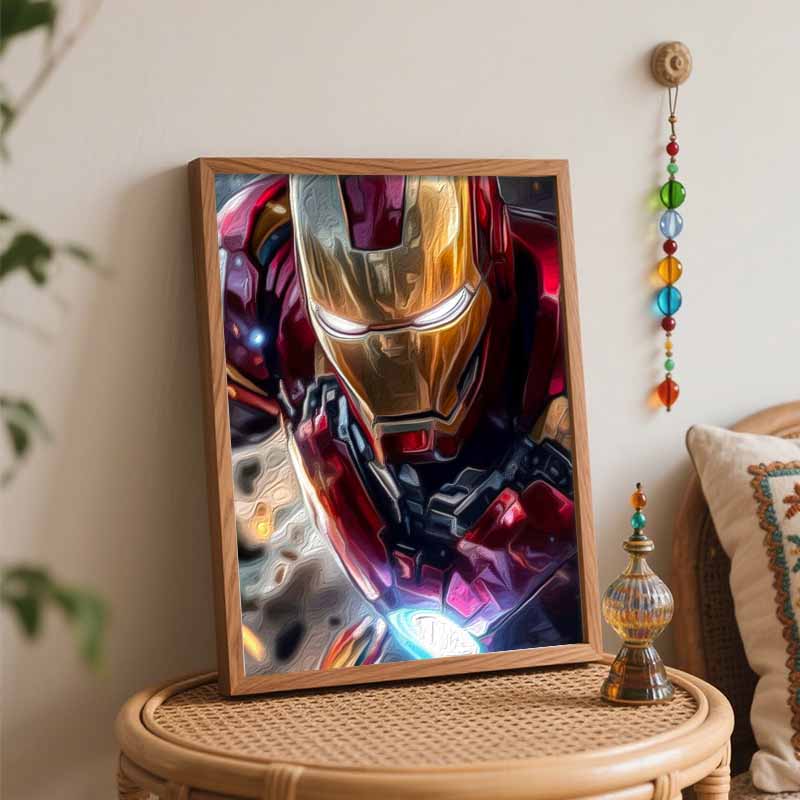 Disney Oil Painting DIY Digital Painting Iron Man Superhero Action Portrait HandPainted Wall Art for Living Room Entryway.