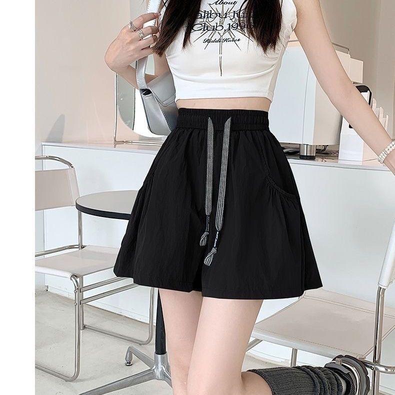 Workwear Sports Shorts Summer Loose Casual Sleepwear A-line Wide High Waisted Shorts