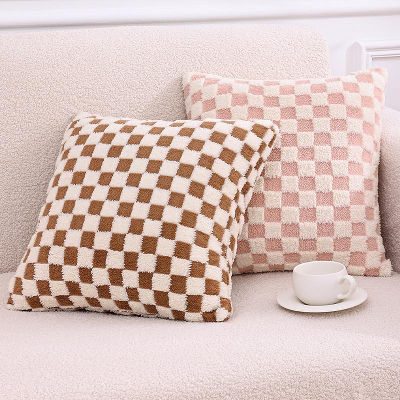 Olanly Pillow Cover Of Double-Side Checkerboard Smooth Cozy Pillowcase Checkered Pattern Super Soft Pillow Cover For Living Room