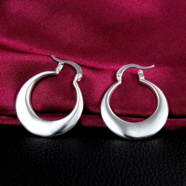 Elegant 3cm 925 Sterling Silver round Creativity Crescent hoop Earrings for Women 18K gold plated Pretty Gift Popular Jewelry