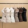 European and American New Vest Women's Lamb Wool Lapel Collar Lace-up Cotton Clothes Vest Vest Stand-up Collar Jacket Thickened