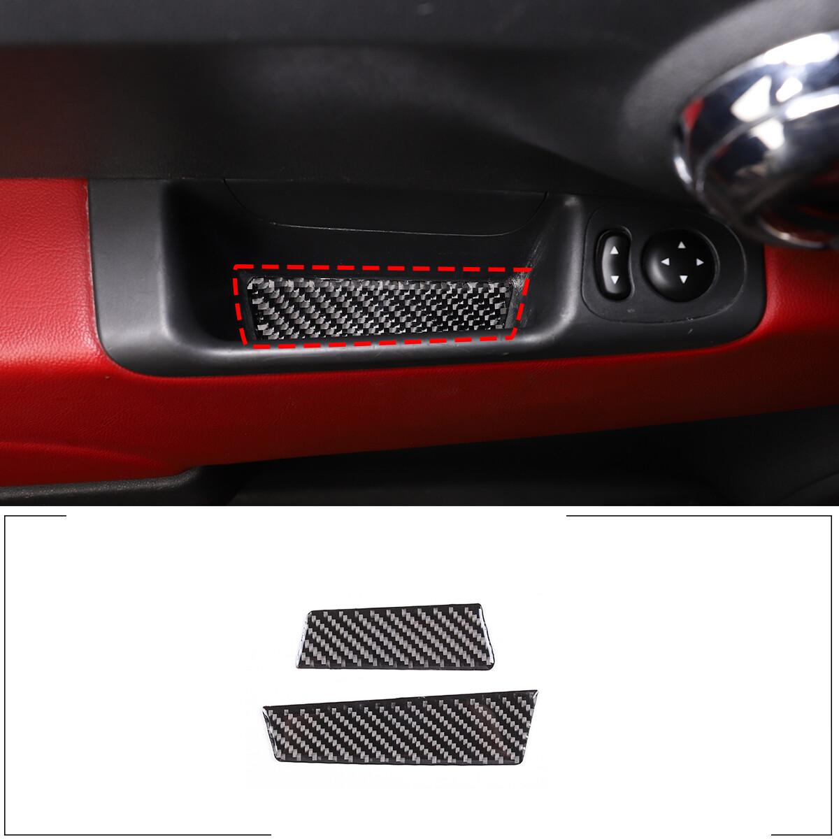 Red Carbon Fiber Interior Door Armrest Panel Trim Cover For Abarth 595 11-22