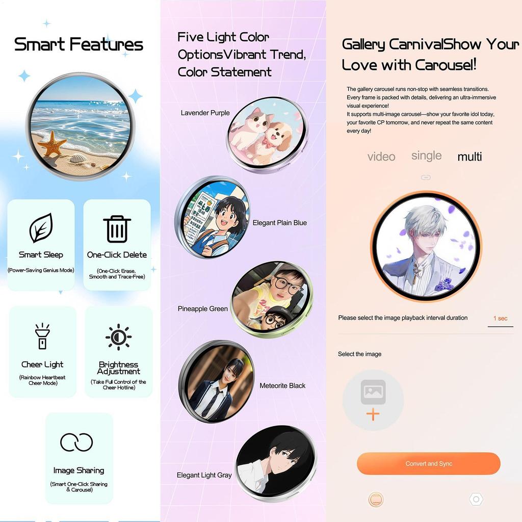 1.7 Inch Smart Digital Badge Pin Magnetic Touch Screen Photo Display Badge for Nurse Employee Business Office Service Staff