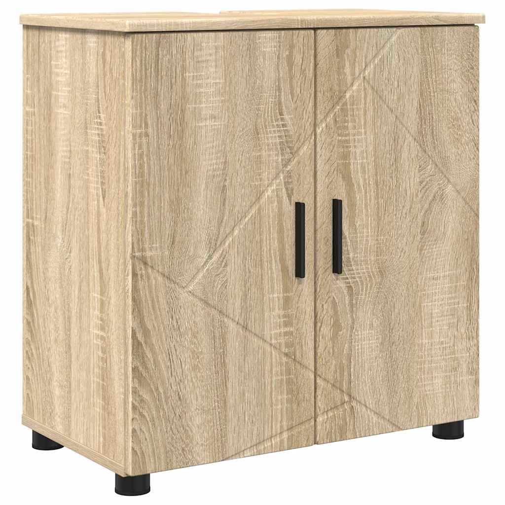 Bathroom Furniture Set 4 Pcs Sonoma Oak Engineered Wood & Metal