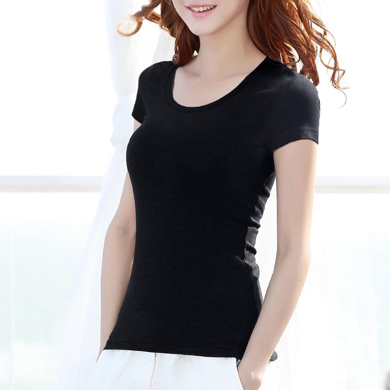 Women's Pure Cotton Short Sleeve Slim Fit Tee - Round Neck, Versatile Base Layer, New Style for Summer, Available In White and Black.