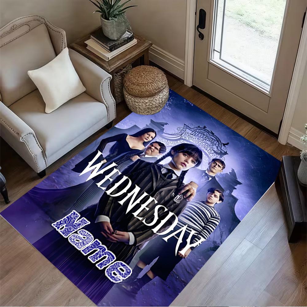 Wednesday Addams Mystery Customize Text Area Rug Design for Dormitory Kitchen Study room Foyer Anti-slip Rug Office home decor