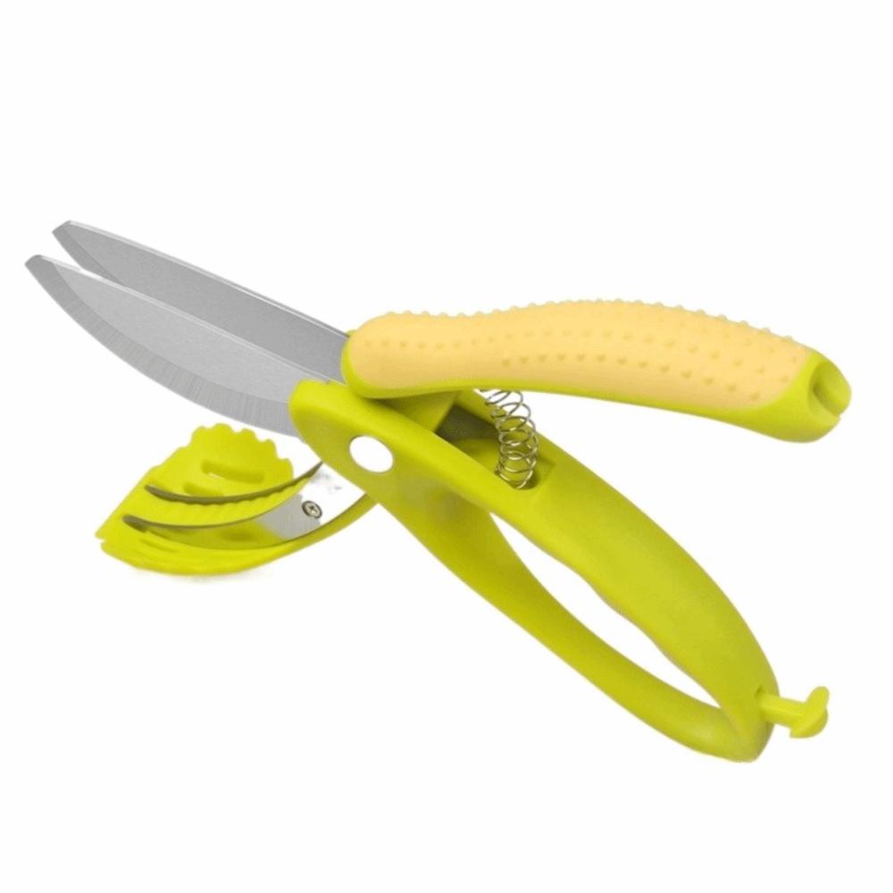 

Double Blades Salad Chopper With Spring-Loaded System Food Scissor Chopper Baby Food Preparation желто-зеленый