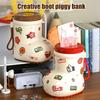 Cartoon Boot Piggy Bank with DIY Sticker Coin Cash Container Toddlers Boys Girls Money Saving Box Home Office Desktop Decoration