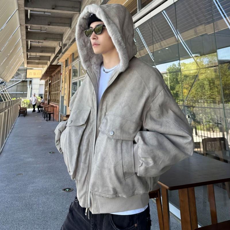 Mens Retro Tie-Dye Padded Jacket Winter Warm Loose Fit Casual Coat