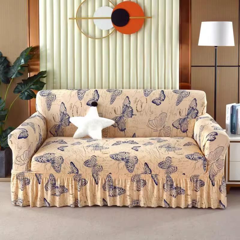 Universal European Style Skirt Sofa Cover  All Season Universal Fabric Summer Sofa Cover  One Piece Sofa Cushion with Sandpaper