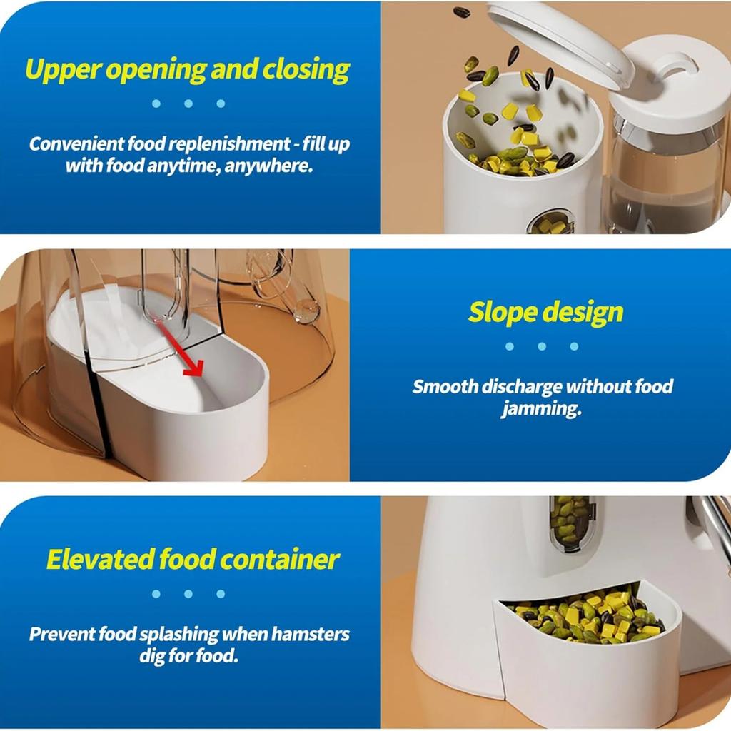 2-in-1 Hamster Wasserflasche & Futterspender - Auslaufsicheres Design für Glas-/Drahtkäfige