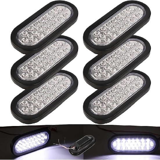 NEW SUN 6 Inch Oval LED Trailer Lights - 21 LED Ultra Bright Tail Light Kit With Surface Mount Grommets, Watertight 3-Prong Plug Reverse IP 67