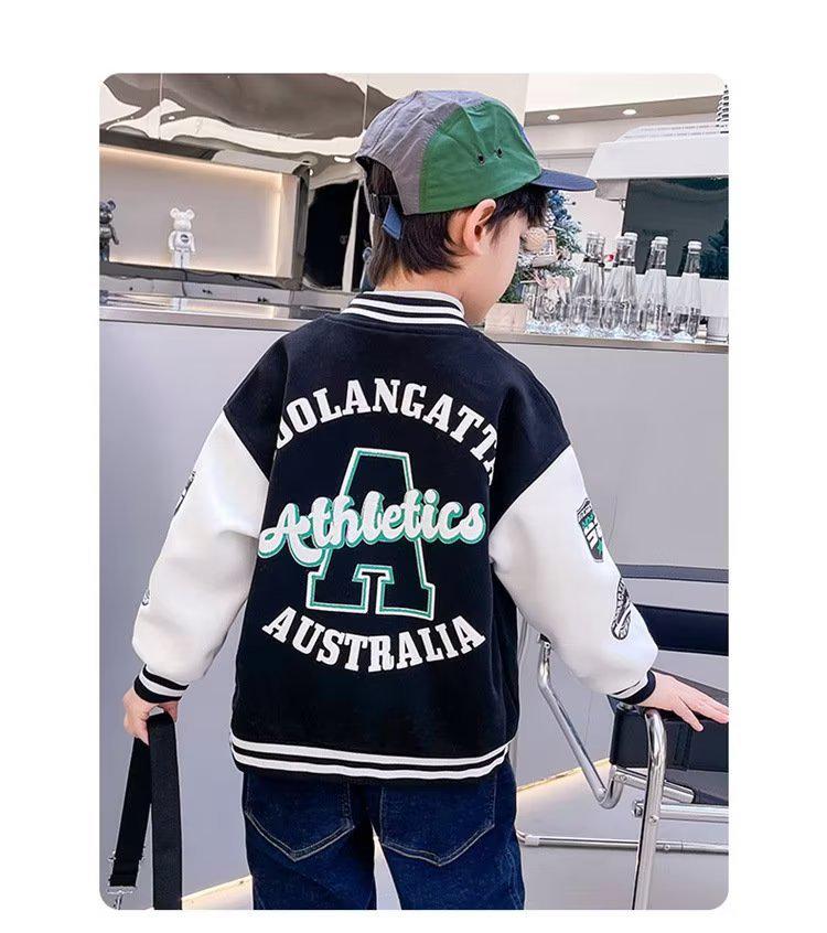 2024 Kids' Casual Loose Fit Retro Baseball Jacket