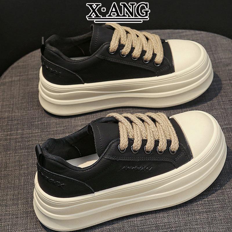 Leather board shoes women's thick-soled heightening little white shoes women's shoes autumn and winter new versatile casual sports shoes
