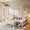 Etagenbett Metallrahmen Hochbett 140*200, Multifunktionsbett mit mehreren Staufächern, Weiß