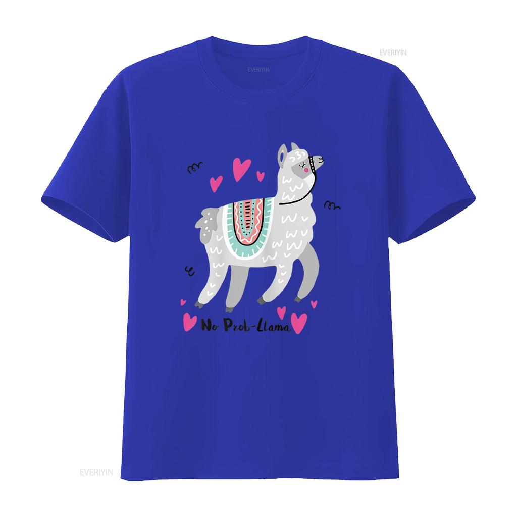 No Prob Llama Funny Alpaca Lover T Shirt  vintage Washed Soft Versatile streetwear Top For Everyday Wear Unisex Casual