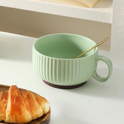 Ceramic Milk Cup with Handle Safe Bouillon Cup Cream Aesthetic Breakfast Bowls Microwave & Oven Safe Tableware for Home Outdoor Restaurant