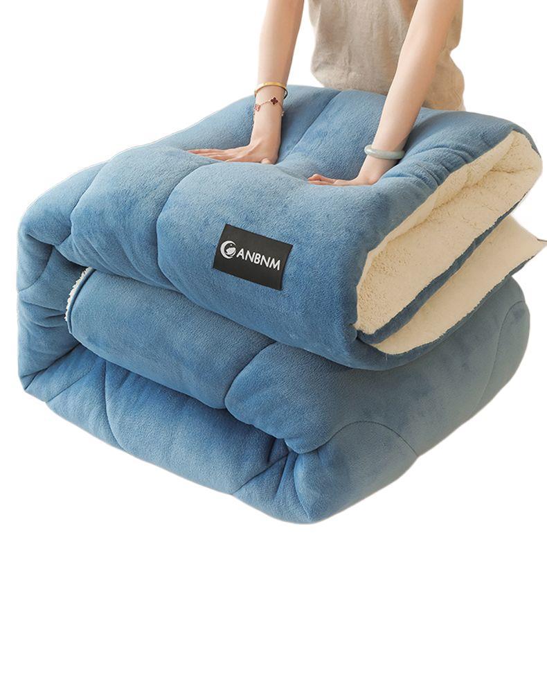 Warm Lambswool Winter Quilt & Plush Duvet Cover Set - Cozy Fleece Blanket for Dorms & Singles