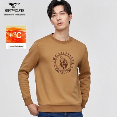 Seven Wolves Men's Embroidered Wolf Head Fleece Lined Sweatshirt