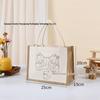 Hand-Painted Graffiti Canvas Tote Bag - Yellow Linen Logo Pattern