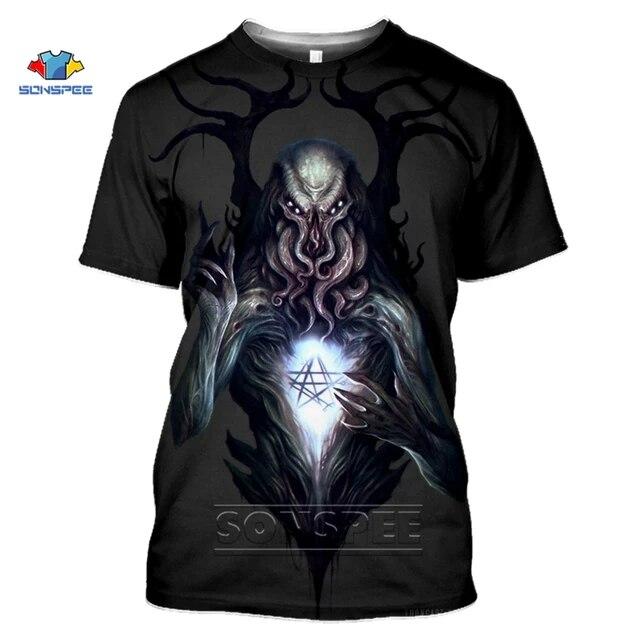 Camiseta con estampado 3D de Cthulhu y Lovecraft, camiseta Miskatonic para hombres, camiseta divertida con cuello redondo de llamada de Cthulhu, Top de verano para mujeres