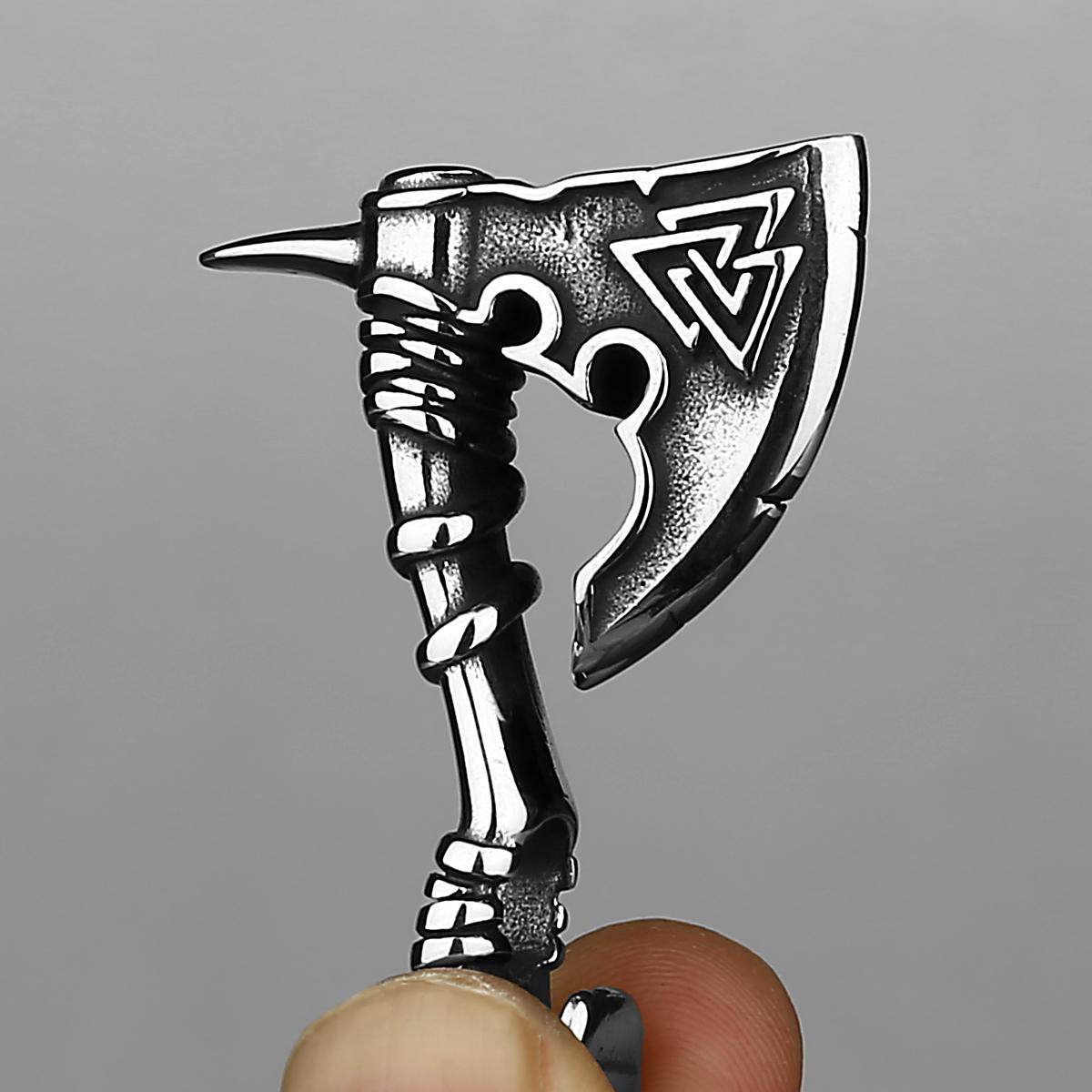 

Nordic Retro Fashion Odin Viking Rune Axe High Quality Pendant Necklace Stainless Steel Rune Men and Women Amulet Necklace Gift