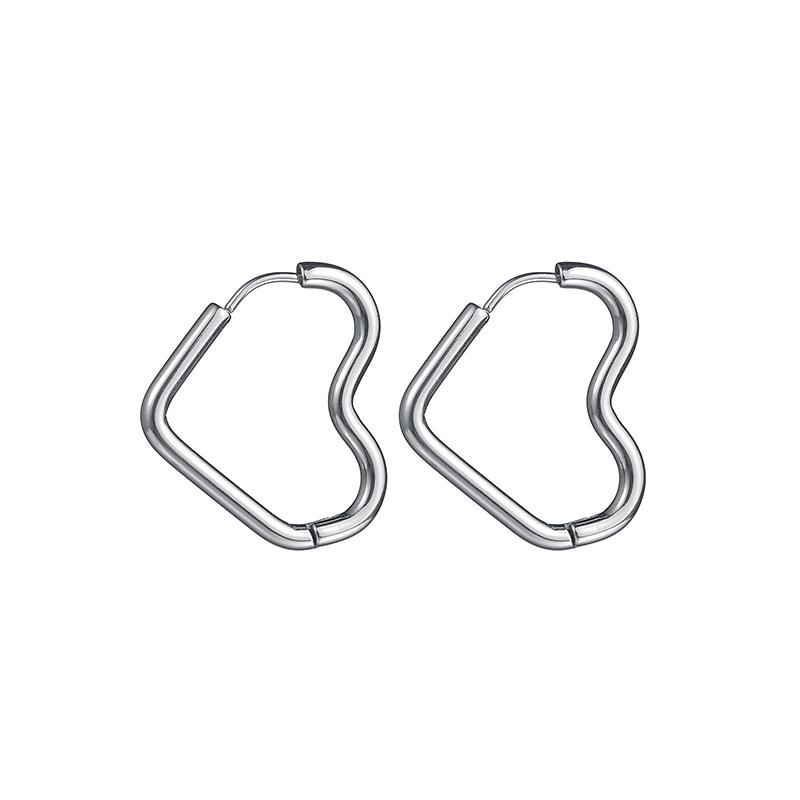 Glossy Stainless Steel Hoop Earrings For Women Men Hip Hop Steapunk Round Oval Heart Black Gold Silver Color Huggie Jewelry Gift