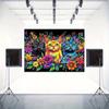 2D Colorful Kittens & Flowers Backdrop Cloth, Bright Art Photo Background