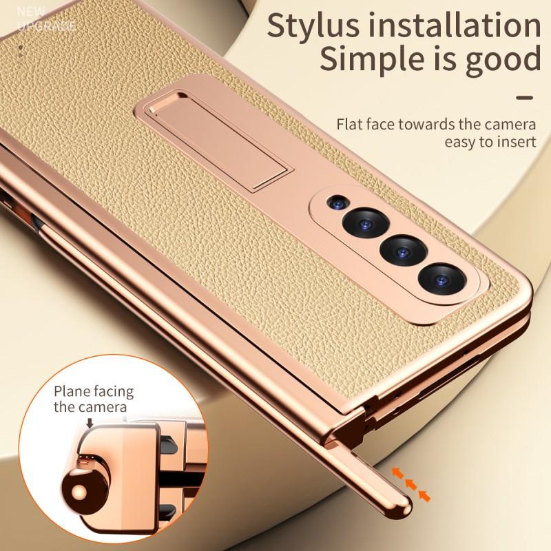 Fold 4 Case With Pen Slot S Holder Full Coverage Shockproof Leather PC Cover Galaxy Z 5 3 2