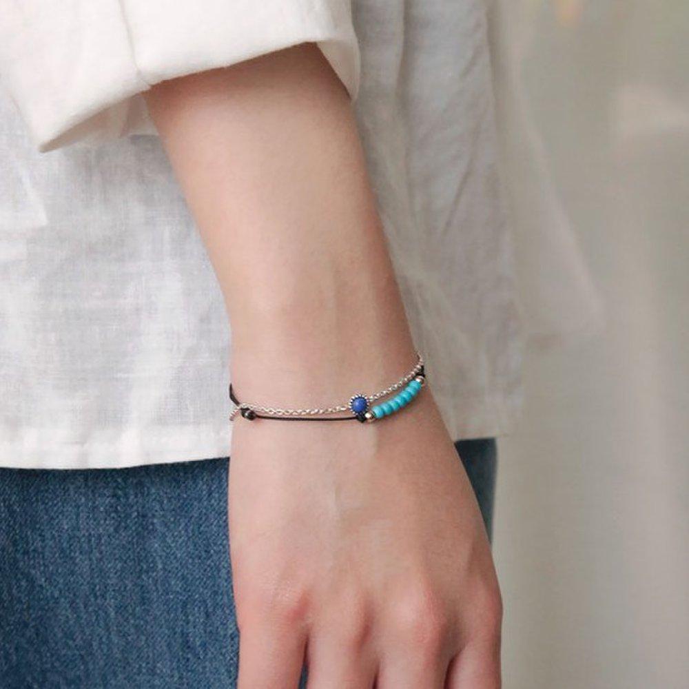 J.Lauren 0B0898 Silver December Birthstone Turquoise Bracelet