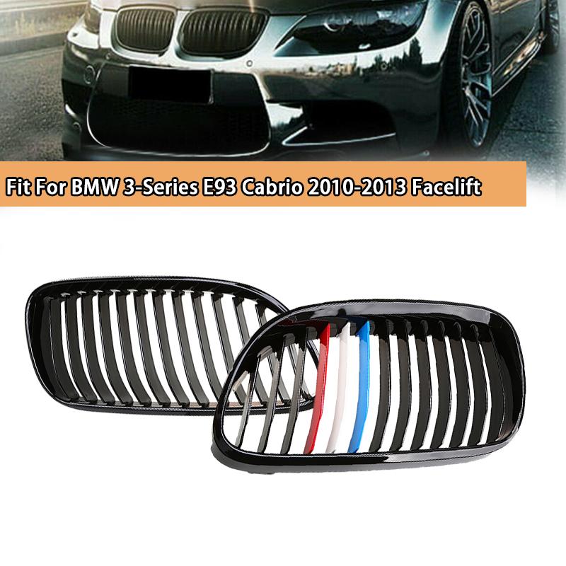 Front Bumper Hood Grills Glossy Black Single Slat Racing Grill Car Accessory For BMW 3-Series E92 E93 Coupe Cabrio 2010-2013 Facelift
