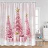 Cute Snowman Christmas Shower Curtain Winter Forest Xmas Trees Snow Lights New Year Home Bathroom Decor Bath Curtains With Hooks