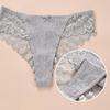 Women's Plus Size Seamless Mid-Rise Thong with Lace Trim, Breathable Pure Cotton Crotch