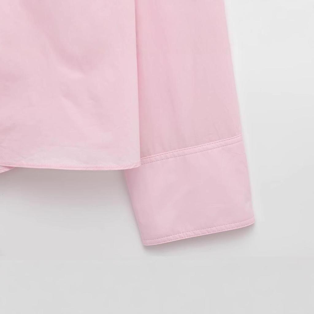 2025 Spring European & American Style Women's Puff Shoulder Poplin Fashion Shirt