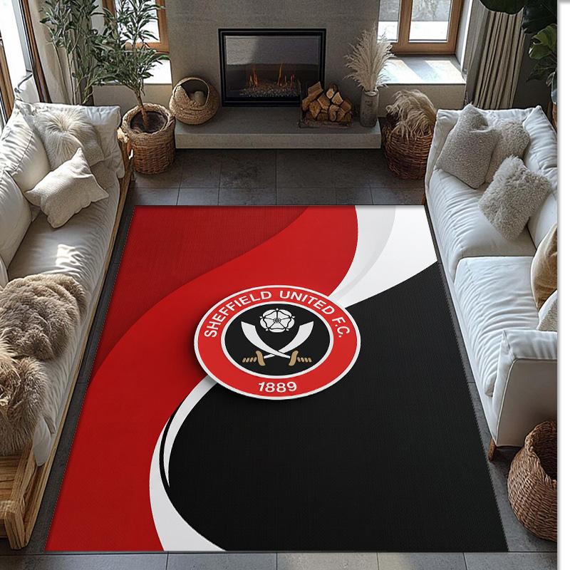 Sheffield United Football Print Crystal Velvet Rug, Comfortable Water Absorbent Non Slip Indoor Floor Carpet