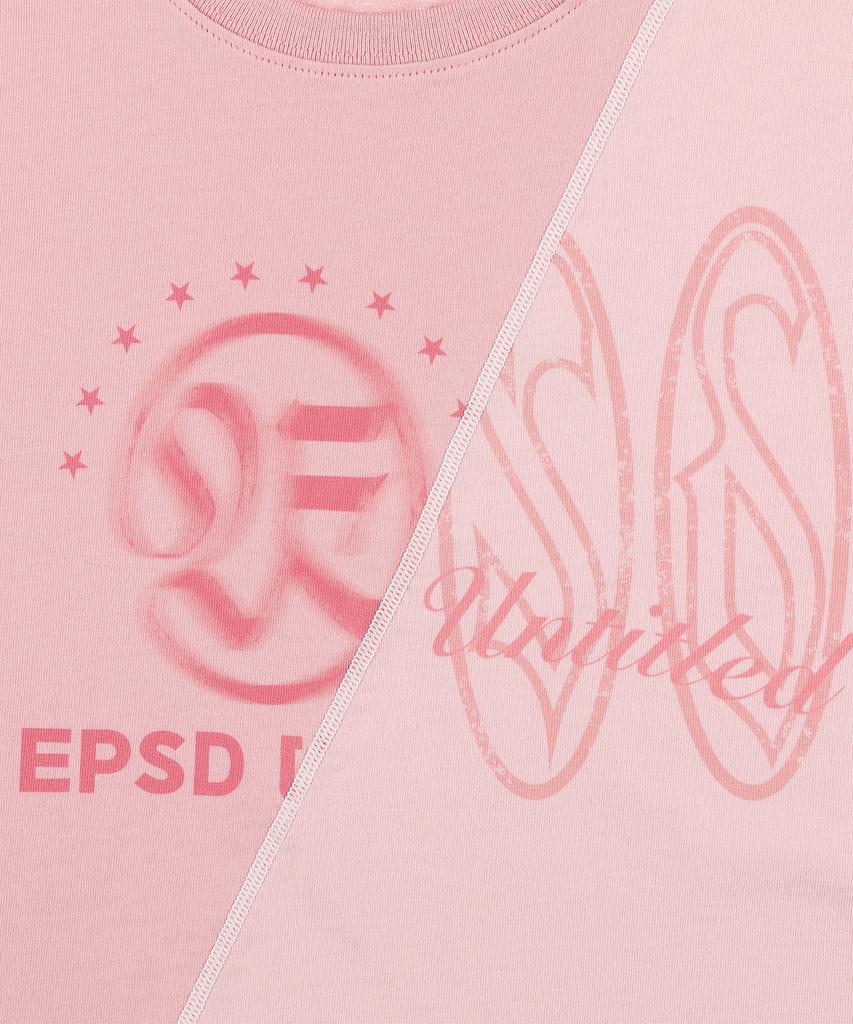 EPISODE UNTITLED Asymmetrical Graphic Crop Top Pink