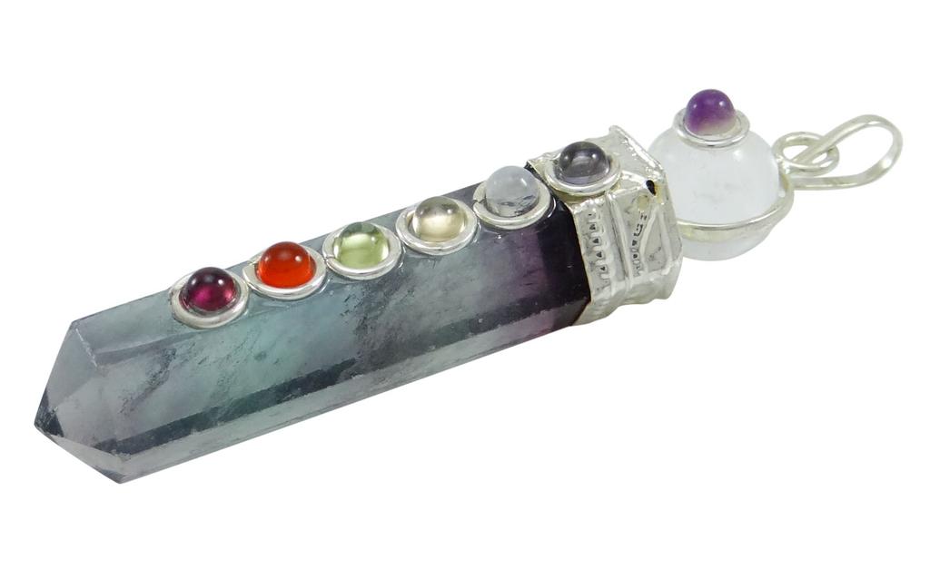 Harmonize Fluorite Stone Pencil Wand Pendant Reiki Healing Crystals Balancing 7 Chakra Balancing