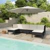 Día y Noche - Día y Noche Set de muebles de jardín 6 pzas y cojines ratán sintético negro